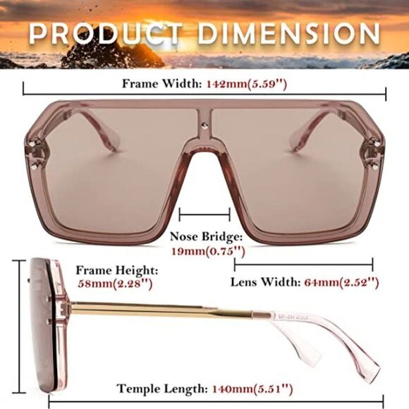 FEISEDY Classic Siamese One Piece Sunglasses Nice Rimless Stylish Retro Design f - Picture 4 of 4